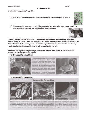 Science 10 Biology Competition Worksheet
