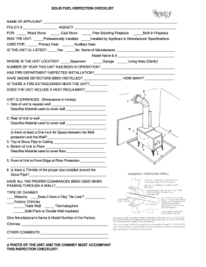 Solid Fuel Inspection Checklist