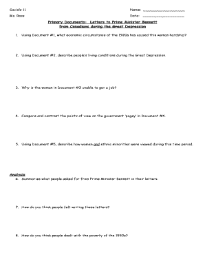 Great Depression Analysis Worksheet