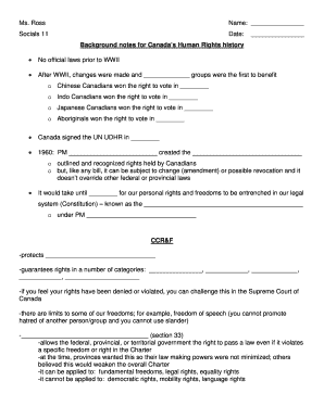 Canadian Human Rights History Background Notes