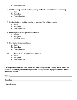 Figurative Language Worksheet