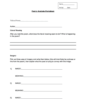 Poetry Analysis Worksheet