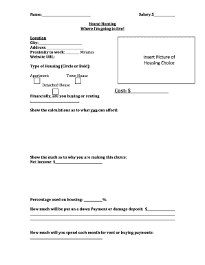 House Hunting Budget Worksheet