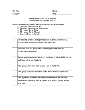 Canadian Human Rights Matching Exercise