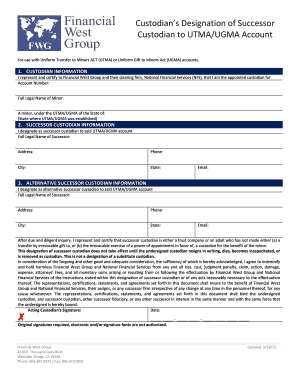 Custodian’s Designation of Successor for UTMA/UGMA Account