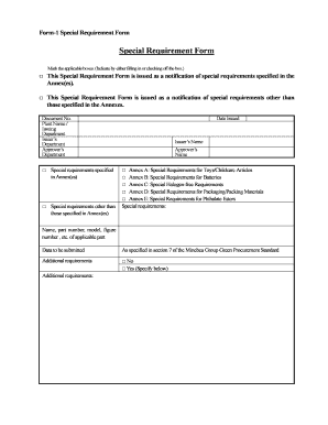 Form-1 Special Requirement Form