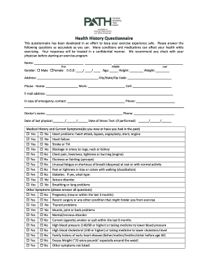 Health History Questionnaire