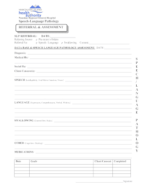 Speech-Language Pathology Referral Form