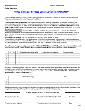 United Brokerage Services Online Agreement Amendment