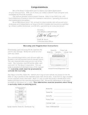 Braun Lift Warranty Registration Form