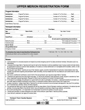 Upper Merion Registration Form