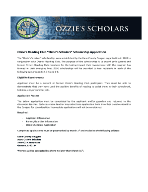 Ozzies Reading Club Ozzies Scholars Scholarship - kbcpto