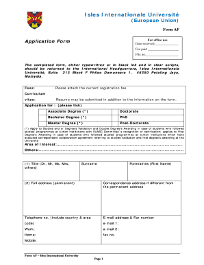 Isles International University Application Form