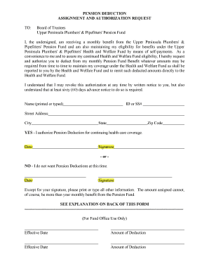 Pension Deduction Authorization Request