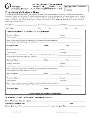 Student Prescription Medication Form