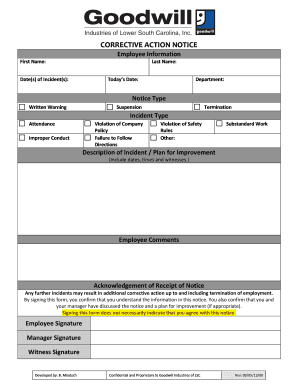 Employee warning notice form - Employee Information - gwlsc-hrcom