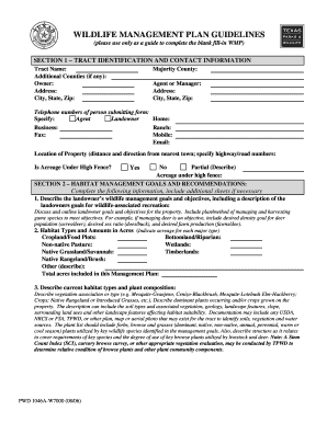 Texas Wildlife Management Plan Form