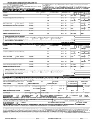 Purchase or Lease Credit Application