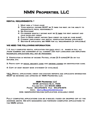 NMN Properties Rental Application