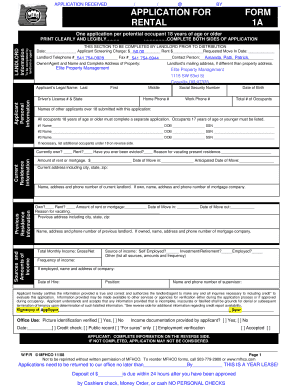 Rental Application Form 1A
