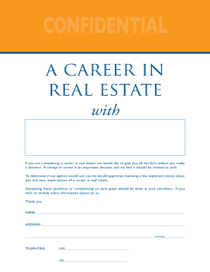 Real Estate Career Application Form