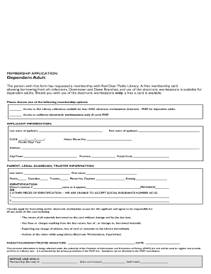 Red Deer Public Library Membership Application