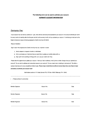 Dormant Account Activation Form
