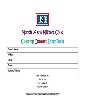 Military Child Coloring Contest Entry Form