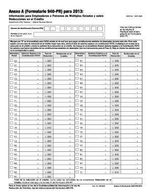 Anexo A (Formulario 940-PR) para 2013