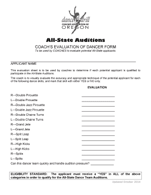 Coach's Evaluation of Dancer Form