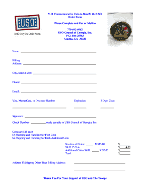 USO Commemorative Coin Order Form