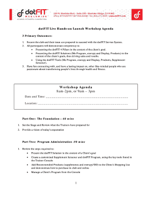 dotFIT Live Hands-on Launch Workshop Agenda