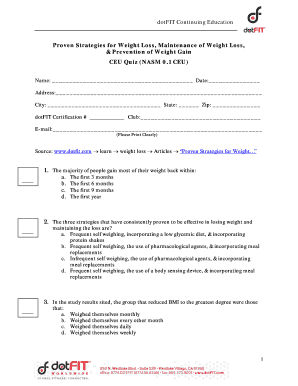 dotFIT Weight Loss CEU Quiz