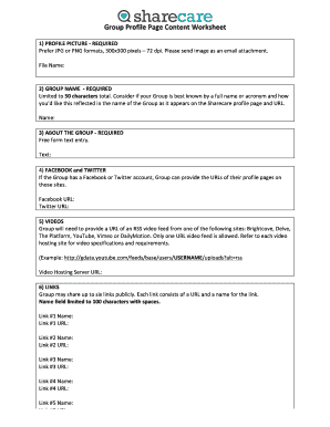 Sharecare Group Profile Worksheet