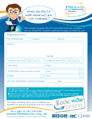 Fife Sports and Leisure Trust Registration Form