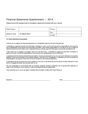Financial Statements Questionnaire