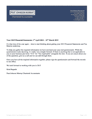 2015 Financial Statements Questionnaire