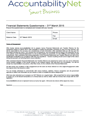 Financial Statements Questionnaire