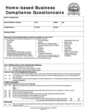 Home-Based Business Compliance Questionnaire