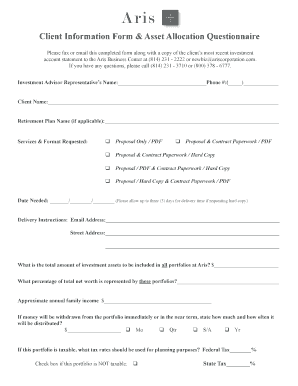 Aris Client Information Form