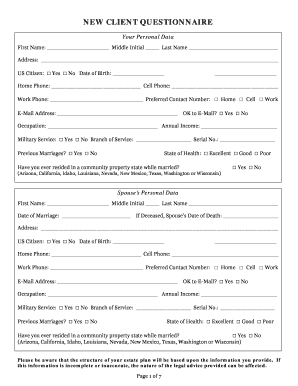 New Client Questionnaire