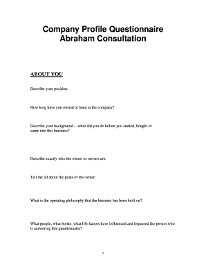 Company Profile Questionnaire