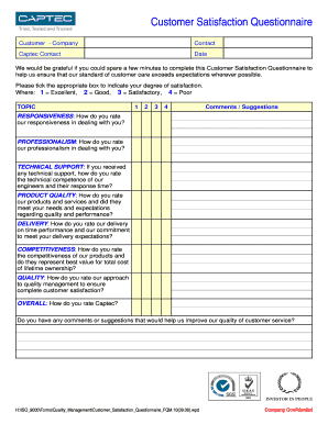 Customer Satisfaction Questionnaire