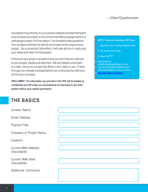 Website Design Brief Client Questionnaire