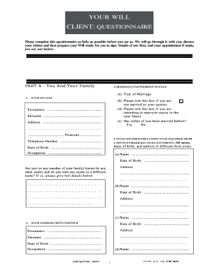Will Client Questionnaire
