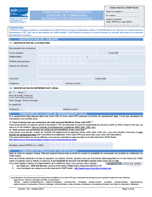 Contrat de commandes de produits de certification