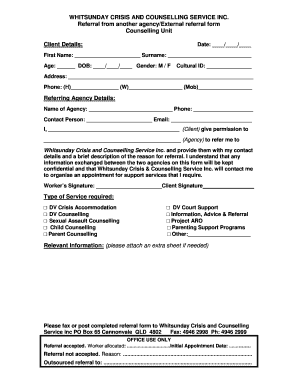 Whitsunday Referral Form