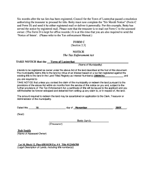 Sample-Six Month Notice Forms C, D and E