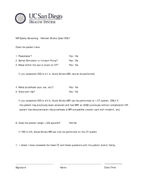 MR Safety Screening Form