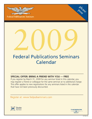 Federal Publications Seminars 2009 Calendar